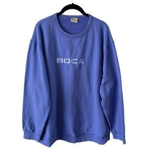 Boca Authentic Crew Neck Pullover Long Sleeve Casual Sweatshirt Blue Large